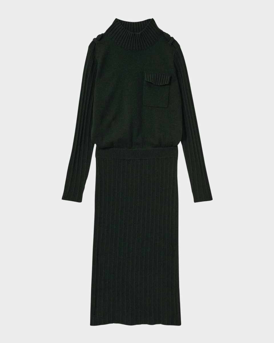 Floris Ribbed Mock-Neck Midi Sweater Dress